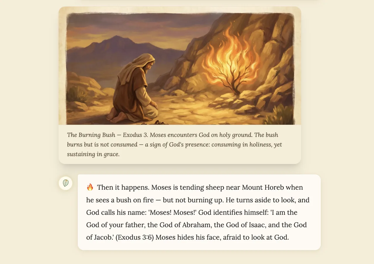 BibleLum Bible lesson &mdash; The Burning Bush, Exodus 3: Moses encounters God on holy ground
