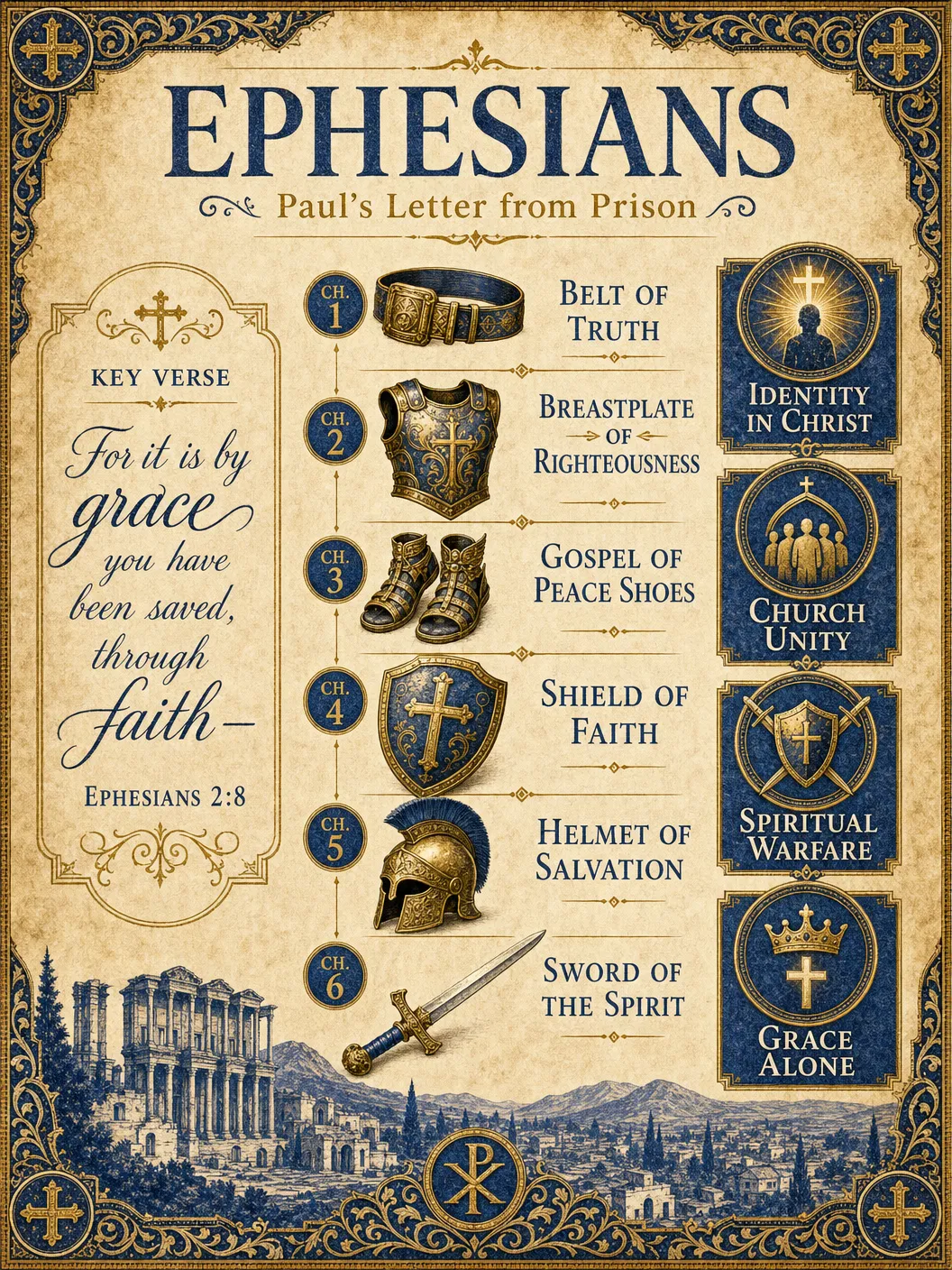 The Letter to the Ephesians Visual Overview Infographic — key events, themes, and structure at a glance