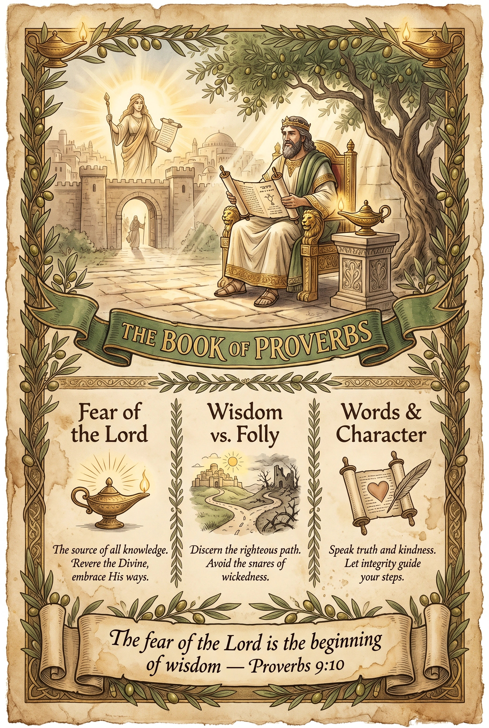 The Book of Proverbs Visual Overview Infographic — key events, themes, and structure at a glance