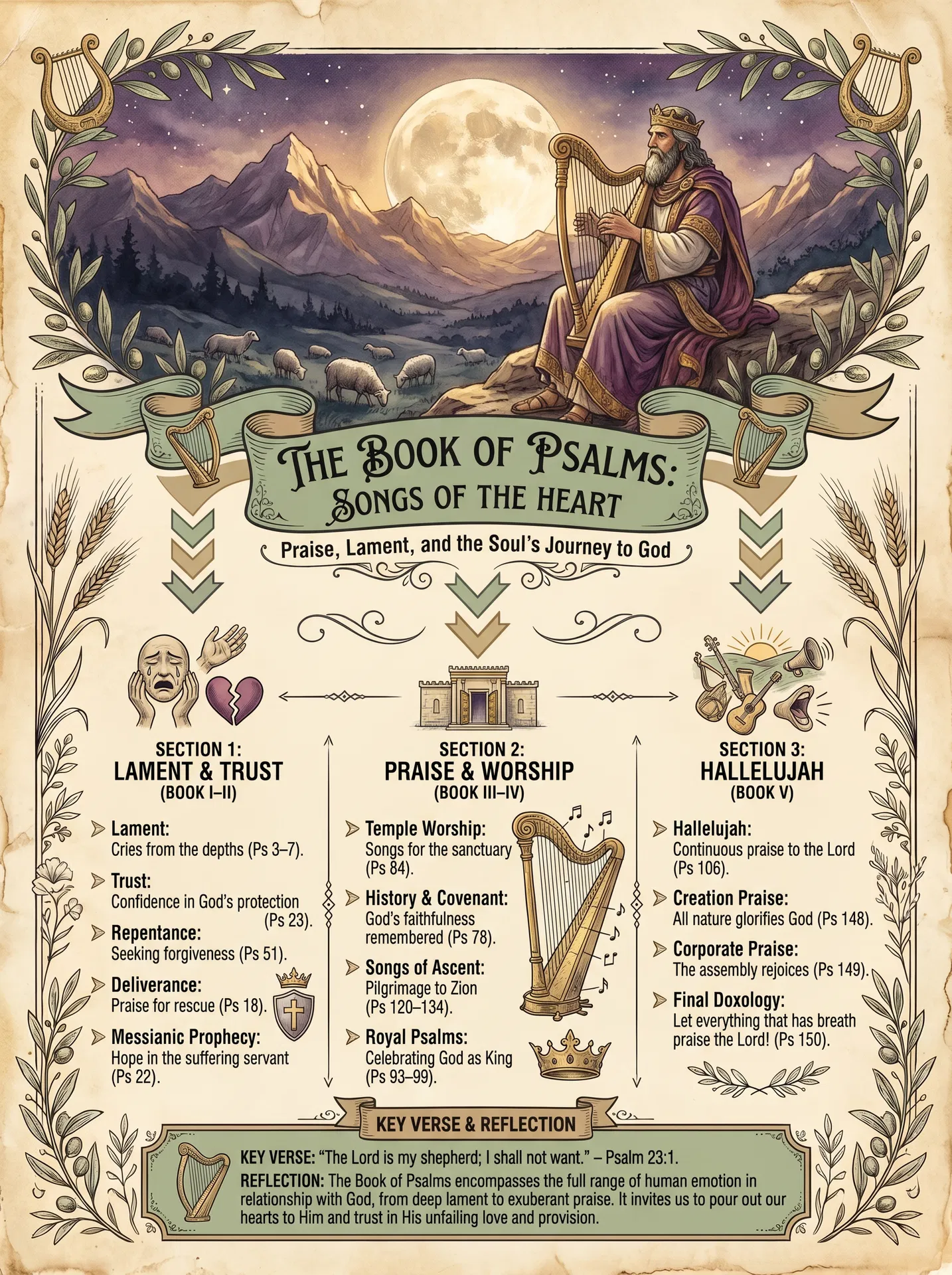 The Book of Psalms Visual Overview Infographic — key events, themes, and structure at a glance